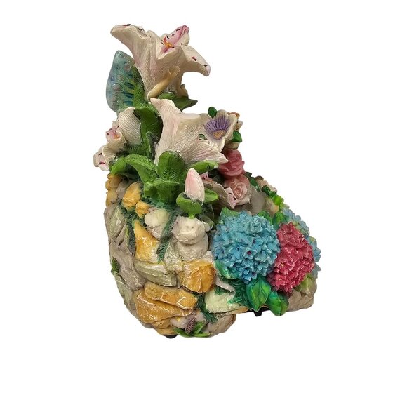 Whimsical Musical Fairy & Flower Garden 8" Resin Figurine Music Box - Picture 9 of 11